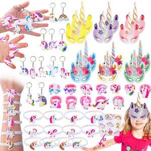 60 Pack Unicorn Party Favors Supplies, Masks, Ring